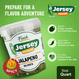 Jersey Pickles - Jalapeño Stuffed Olives (Quart) - Olives Stuffed - Hand-Stuffed Gourmet Olives with Premium Fillings for Snacks, Charcuterie