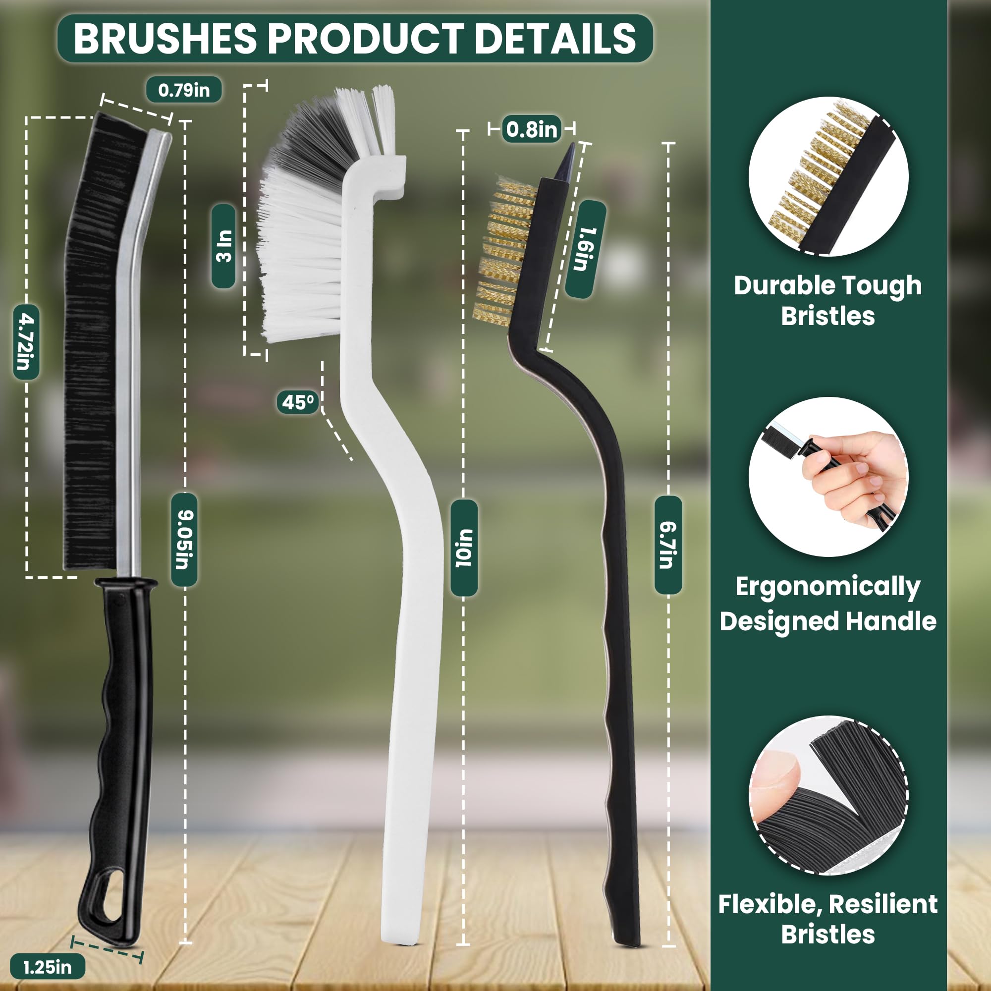 8 Pcs Crevice Cleaning Brush Set - Hard Bristle Cleaning Tools for Grout, Gaps & Narrow Spaces - Multi-Purpose Grout Brush, for Cleaning Bathroom