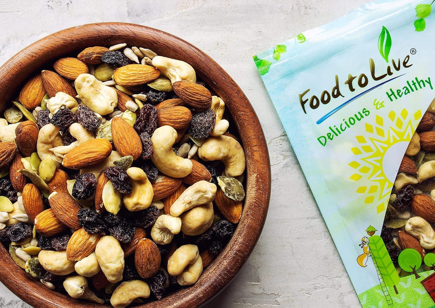 Organic Raw Seeds, Nuts and Raisins Mix, 8 Pounds - Raw and Non-GMO Trail Mix Contains Walnuts, Almonds, Cashews, Hazelnuts, and Raisins. Vegan