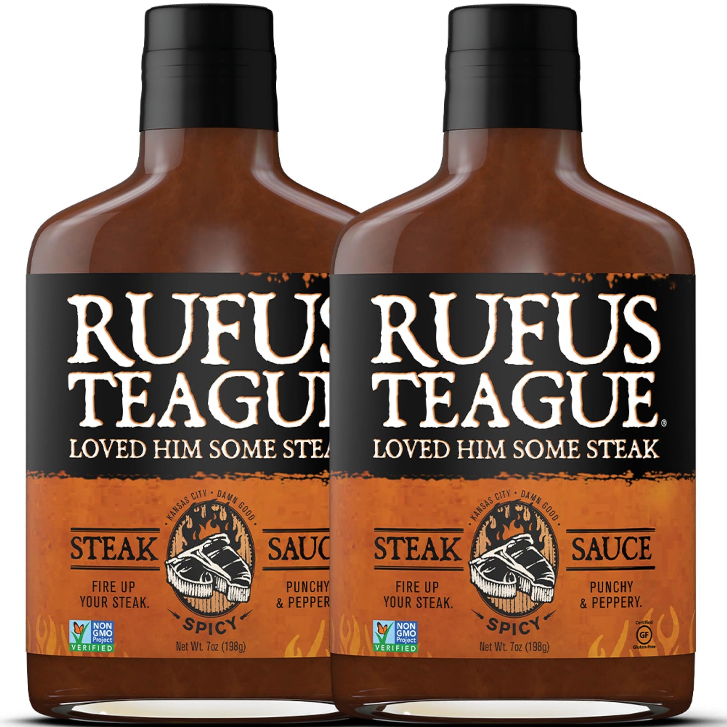 Rufus Teague Spicy Steak Sauce, Award-Winning Flavor, 7 oz, Pack of 2