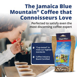 Island Blue 100% Jamaica Blue Mountain Fresh Roasted & Ground Coffee Medium Roast Gourmet Coffee Ground Vacuum Packed in a Burlap Bag, 8 oz