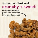 Snak Club Coconutty Cashews, Kettle Cooked Fancy Cashews with Toasted Coconut, Gluten-Free and Kosher Snack, 2.5 oz Snack Bags, 6 Pack