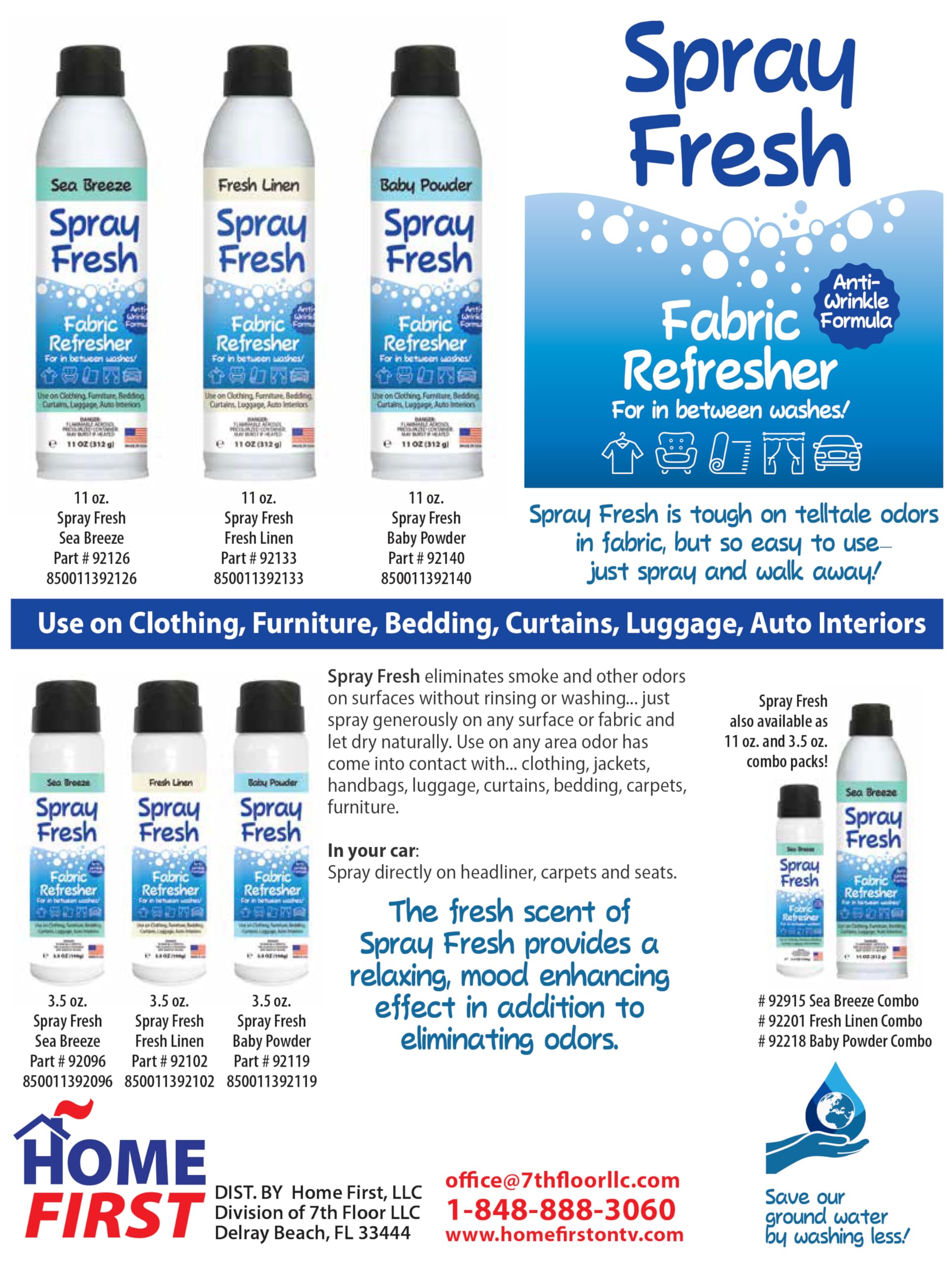 Home First Spray Fresh Fabric Refresher, Linen, 22 oz - Deodorizer and Freshener for Clothing, Bedding, and Furniture