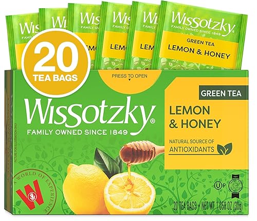 Wissotzky Lemon & Honey Green Tea, 20 Tea Bags | Antioxidant Rich | Soothing Honey Lemon Tea Blend | Green Tea Bags (1)