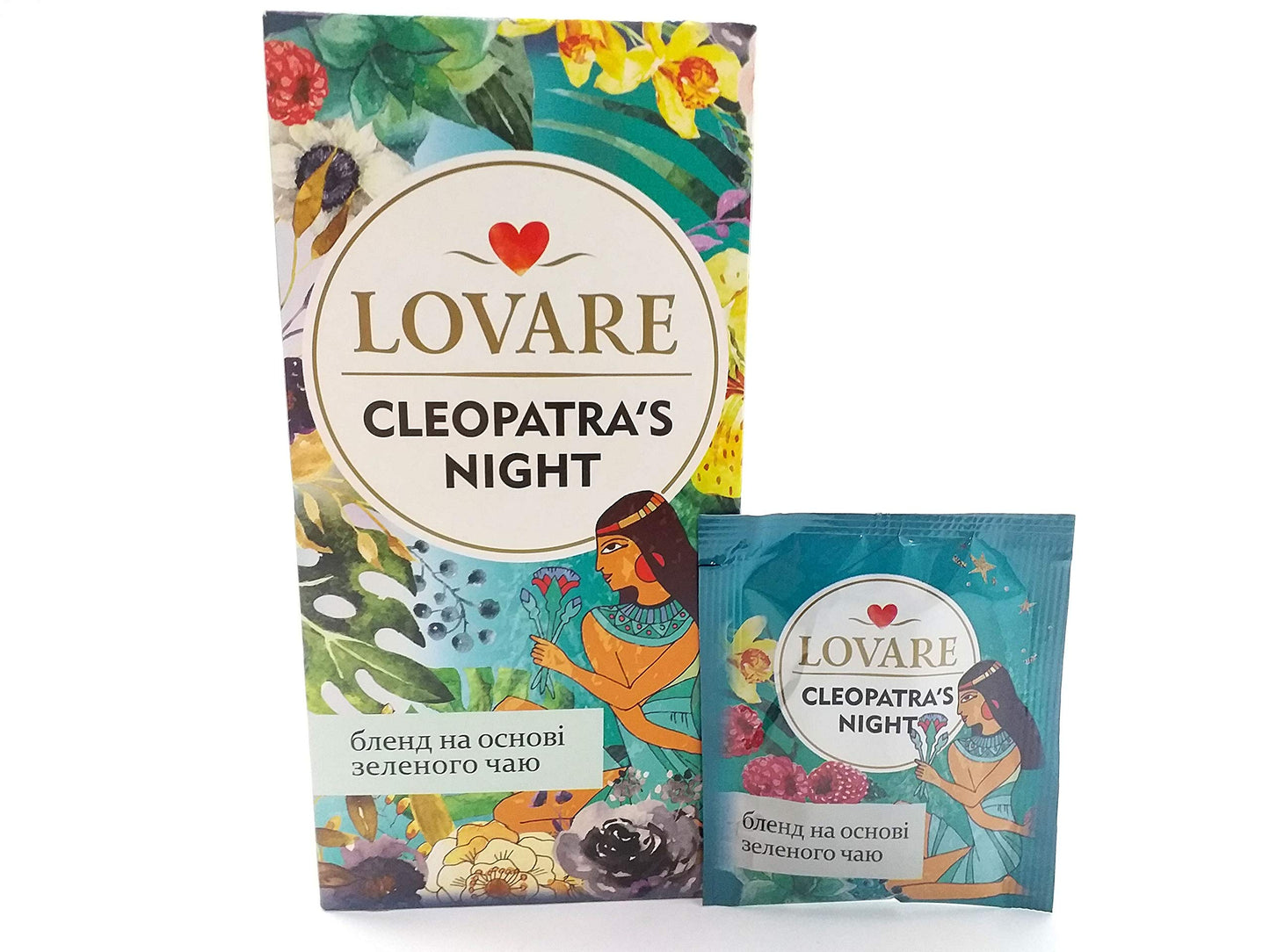 Lovare ...Share the Love Cleopatra’s Night Blend of Green Leafy Beichao with Fruit Pieces, Flower Petals and the Natural Raspberry Flavour 24 Tea Bags