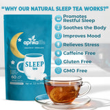 Aprika Life Sleep Tea for Bedtime Relaxation & Stress Relief - Natural Caffeine-Free Herbal Nighttime Tea with Chamomile, Lavender, Mint & Hibiscus