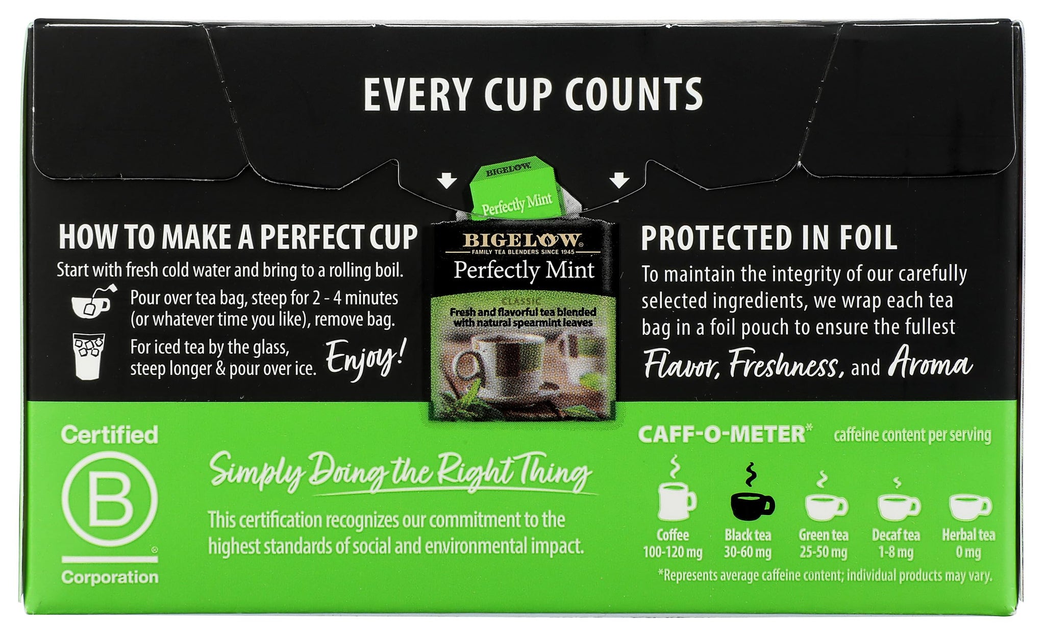 Bigelow Tea Perfectly Mint Black Tea, Caffeinated, 20 Total Tea Bags
