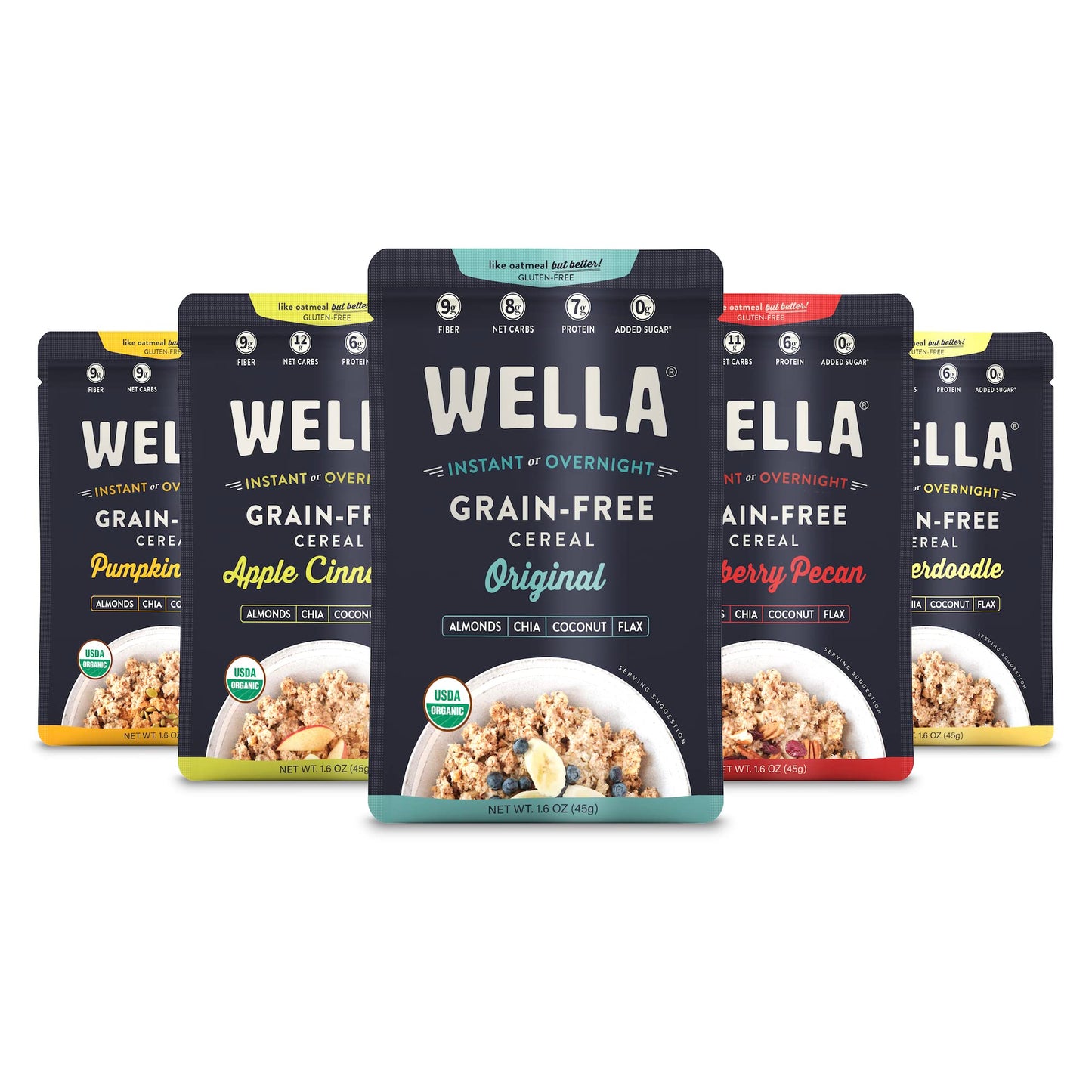 Wella Cereal Oatmeal Alternative, Gluten-Free Breakfast Hot Cereal, Grain-Free Paleo Organic Vegan High Protein Superfood, Plant-Based Non-GMO, Low in
