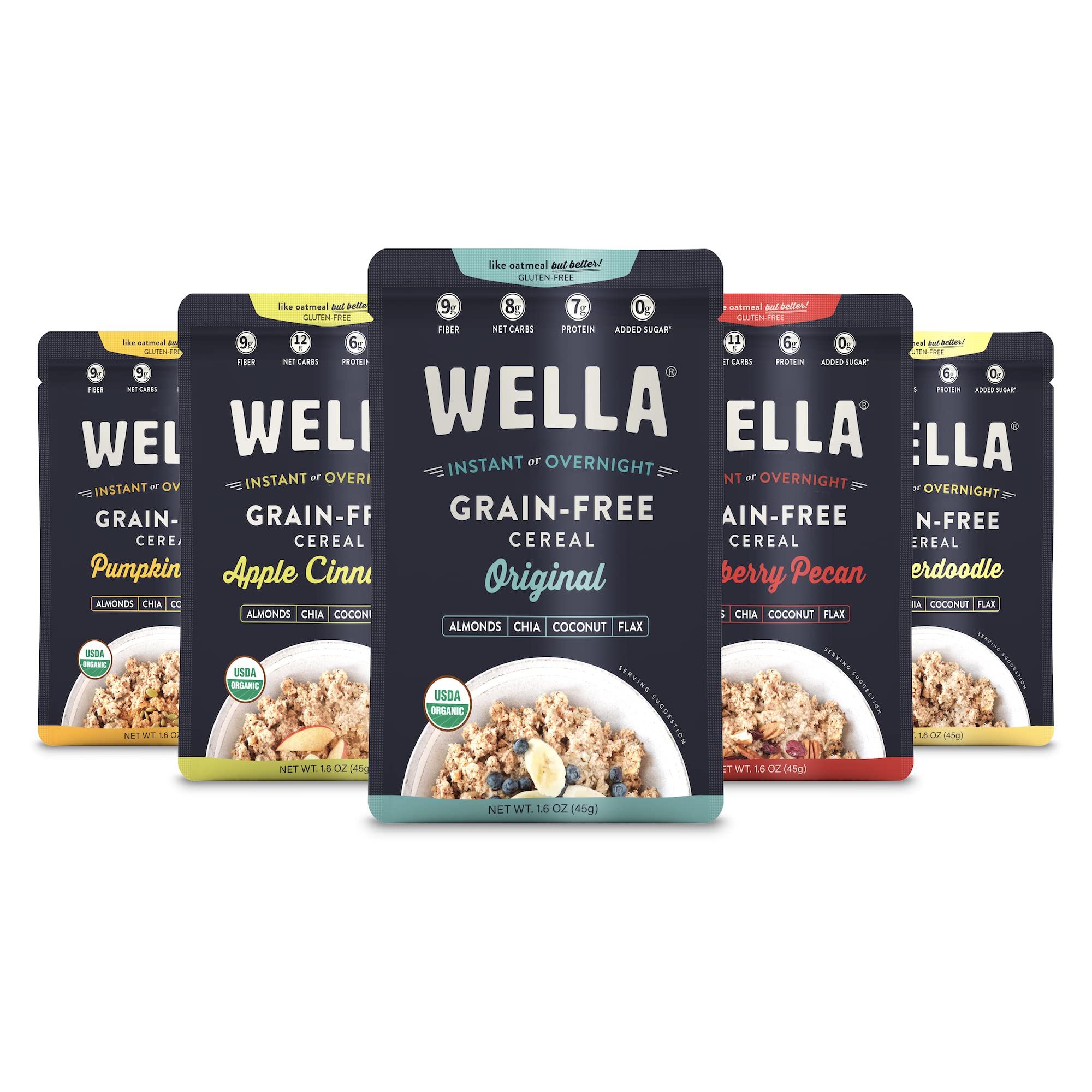 Wella Cereal Oatmeal Alternative, Gluten-Free Breakfast Hot Cereal, Grain-Free Paleo Organic Vegan High Protein Superfood, Plant-Based Non-GMO, Low in