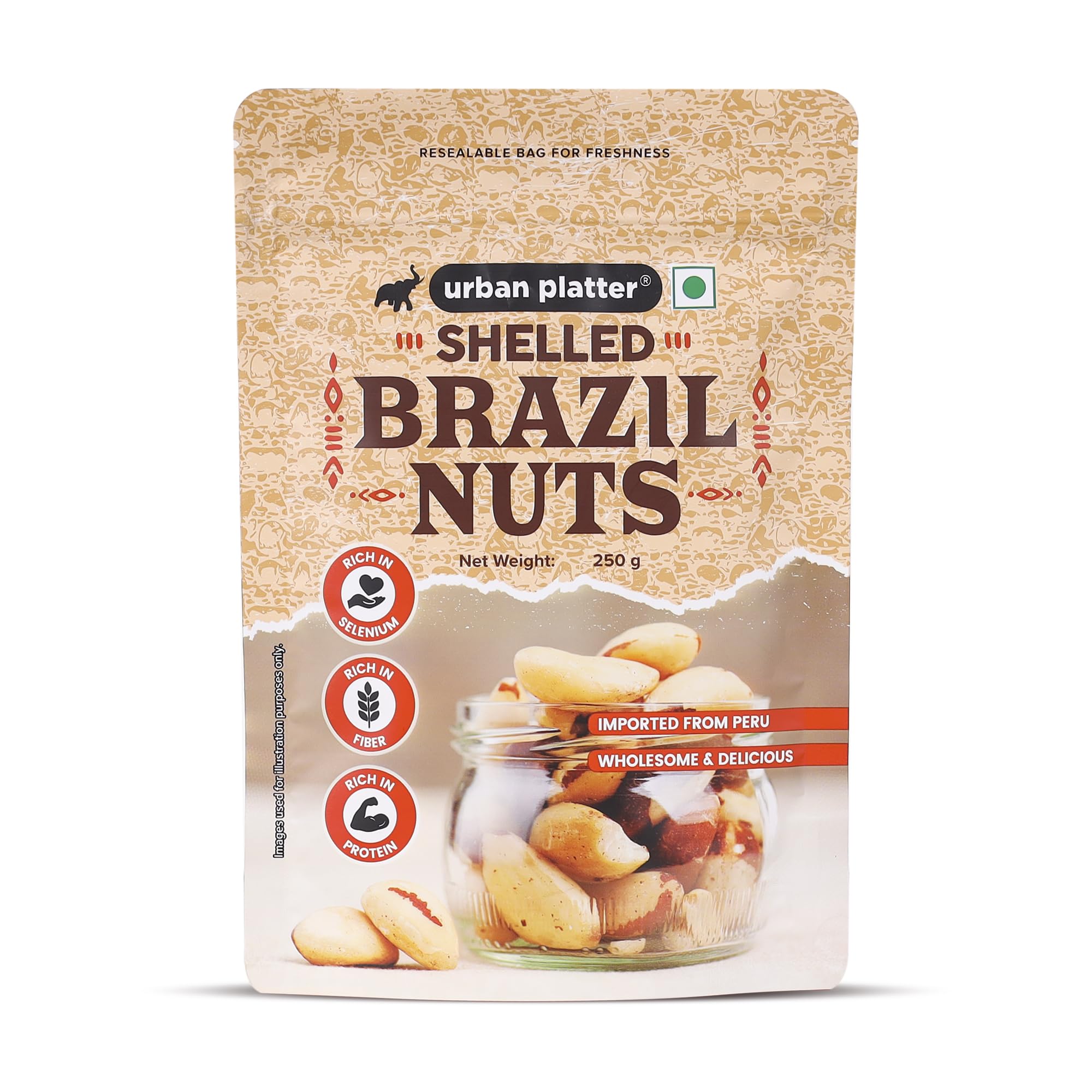 Urban Platter Shelled Brazil Nuts | Imported From Peru | Wholesome and Delicious | 250g (8.81 Ounce)