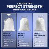 Plasticplace 4 Gallon White Drawstring Trash Bags, 200 Count (Pack of 1) - 0.7 Mil Leak-Proof Garbage Liners for Small Trash Can, Bathroom, Kitchen