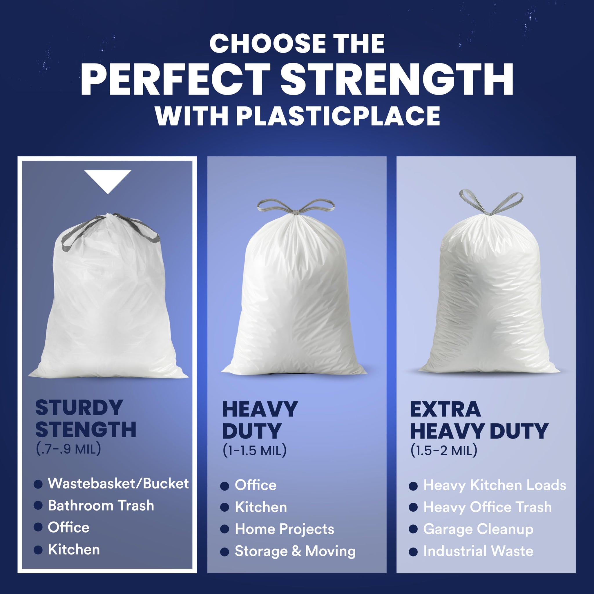 Plasticplace 4 Gallon White Drawstring Trash Bags, 200 Count (Pack of 1) - 0.7 Mil Leak-Proof Garbage Liners for Small Trash Can, Bathroom, Kitchen