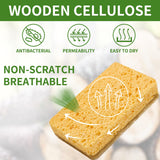 CFQ 12 Count Plant Fiber Dish Sponges, Non-Scratch, Wood Surface, 12 oz, Beige, Brown