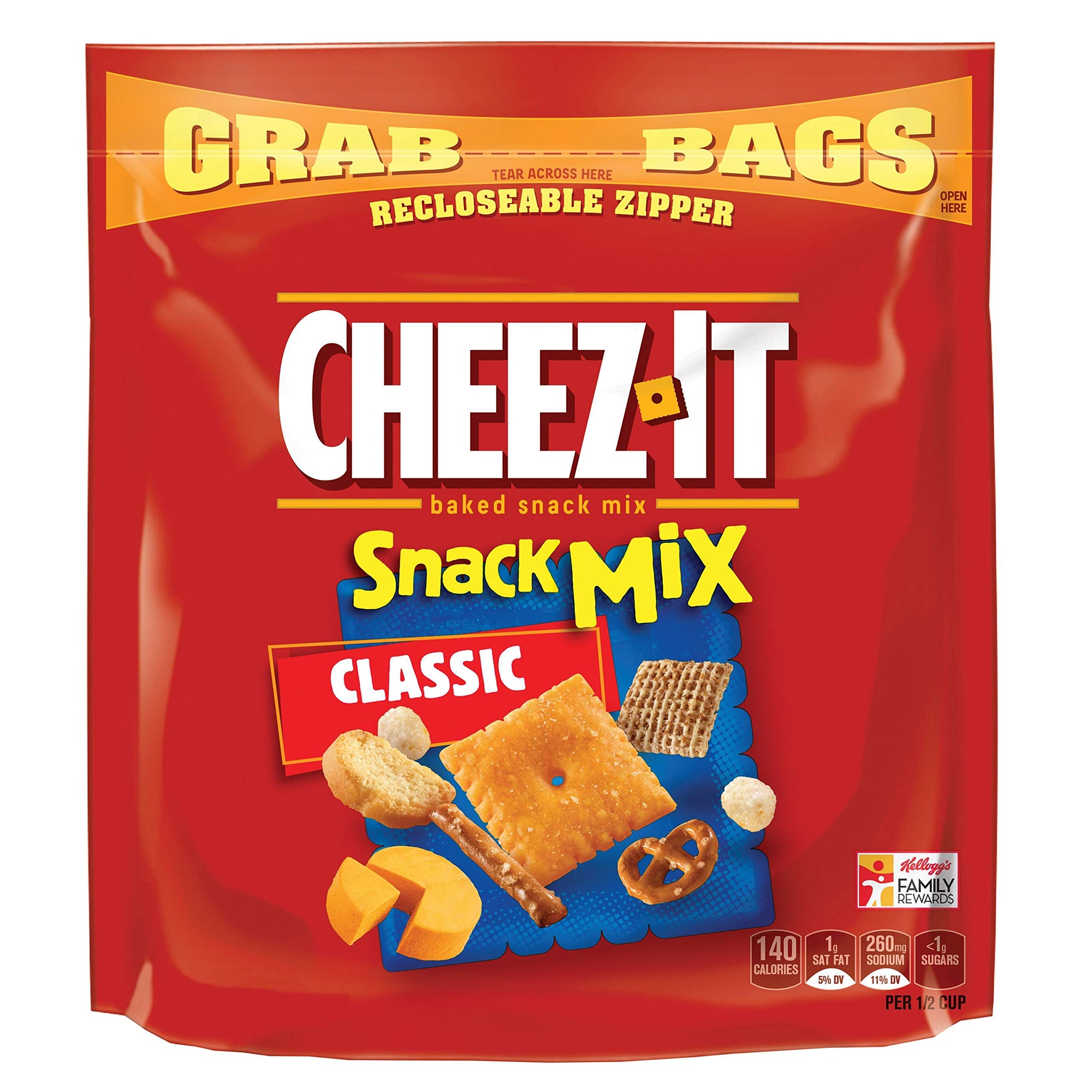 Cheez-It Grab Bag Reclosable Classic Snack Mix, 6 Ounces, 8 Per Case