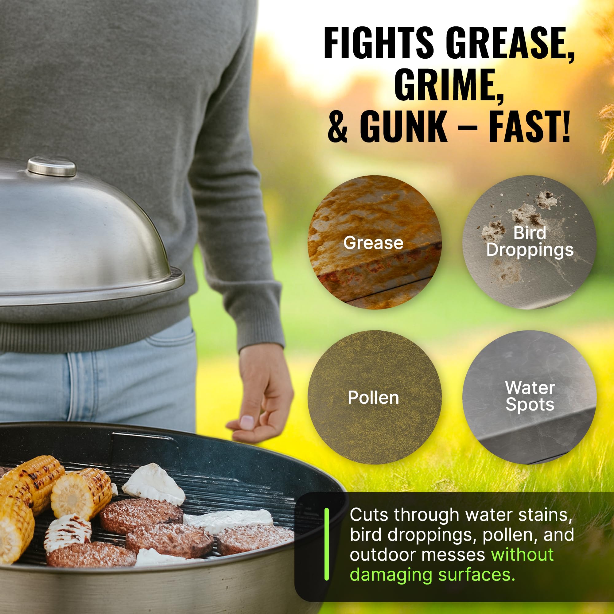 Citrusafe Exterior Grill Cleaner for Outdoor Grill (16 OZ) - Streak Free Clean for Stainless Steel - Safe to use on all Exterior Grills Such as Gas