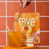 FAVE USDA Organic Drink Mix Variety Pack, 16 Stick Pouch | Lemonade, Strawberry Lemonade, Fruit Punch & Tangy Orange | No Artificial Colors or