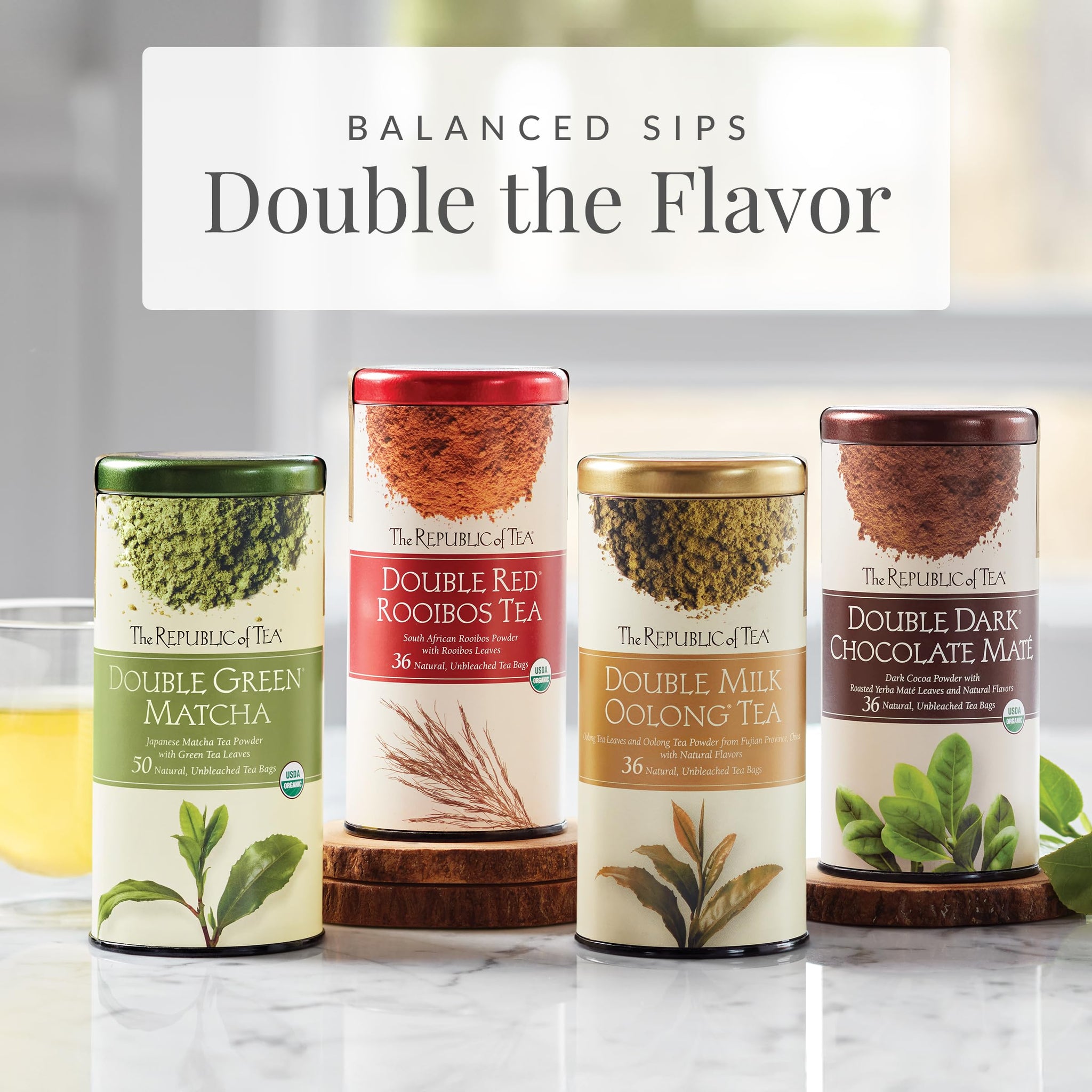 The Republic of Tea - Organic Double Dark Chocolate Maté, Naturally Caffeinated Yerba Maté, Steeps 36 Cups