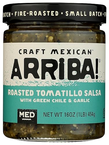 Arriba! Medium Green Salsa, 16-Ounce Glass (Pack of 6)