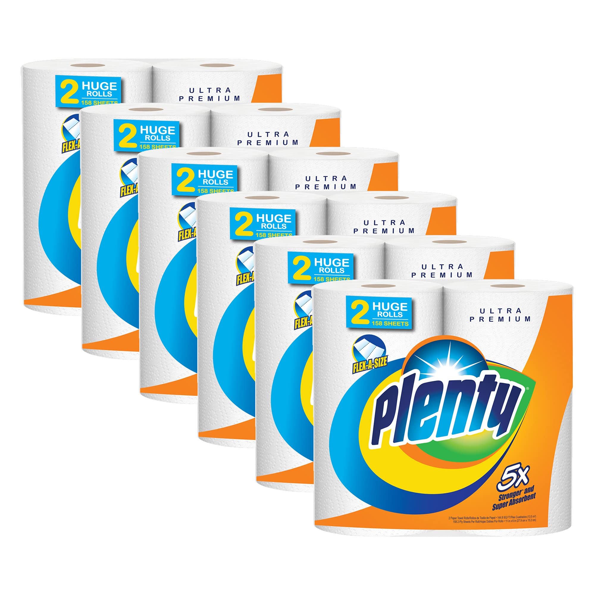 Plenty Ultra Premium Flex-A-Size Paper Towels, 24 Big Rolls,112 Sheets per Roll, White