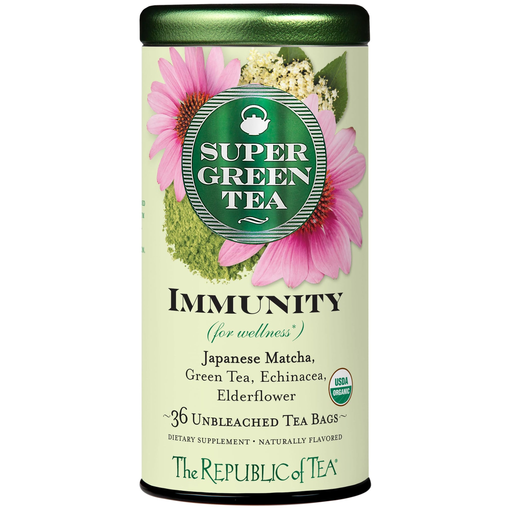 The Republic of Tea - Organic Immunity SuperGreen Green Tea, 36 Tea Bags, Wellness Support, Gluten Free