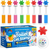 JAVCO Toilet Gel Stamps, 96 Flower Stamps Toilet Bowl Freshener, Long Lasting Toilet Cleaners Gel for Bathroom Odor Control, 8 Mixed Scents, Automatic