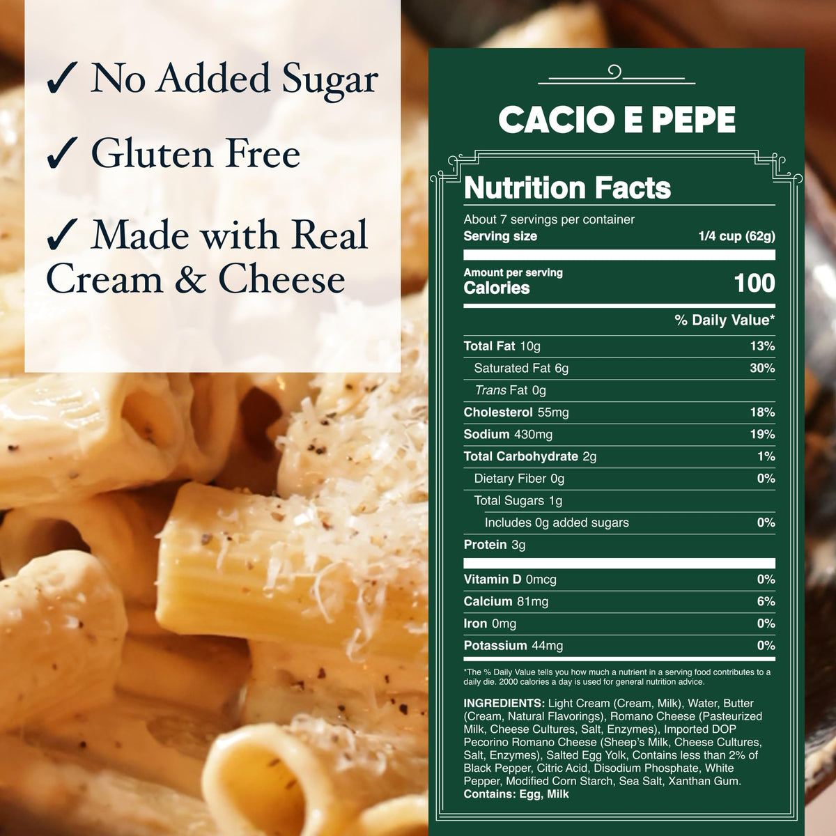 Carbone Cacio e Pepe Sauce, Italian Parmesan Pasta Sauce, 2 Pack (15oz)