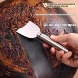 2-Pack Stainless Steel Kitchen Grease Scraper Heavy Duty Stubborn Dirt Remover for Stove Oven Countertop Ergonomic Handle Hanging Hole