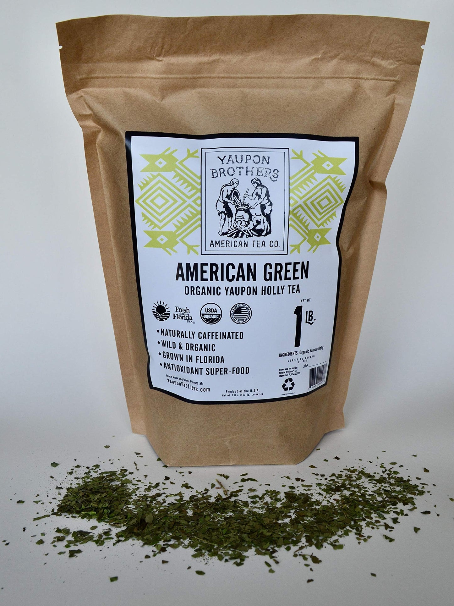 American Green Loose Leaf Yaupon Holly Tea - 1 lb. | Yaupon Brothers American Tea Co. | Organic, Wild-Crafted, Naturally Caffeinated, Antioxidant-Rich