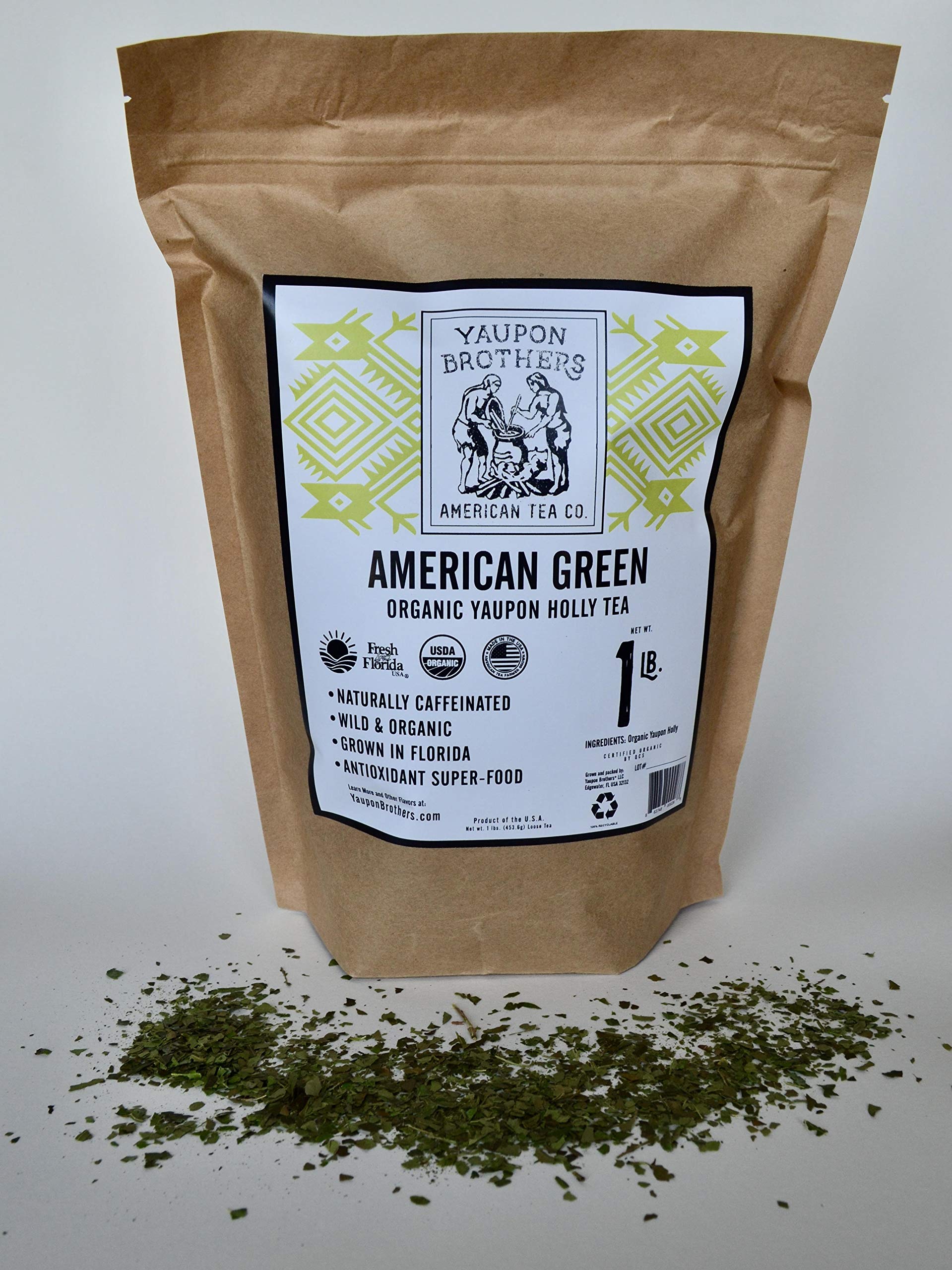 American Green Loose Leaf Yaupon Holly Tea - 1 lb. | Yaupon Brothers American Tea Co. | Organic, Wild-Crafted, Naturally Caffeinated, Antioxidant-Rich