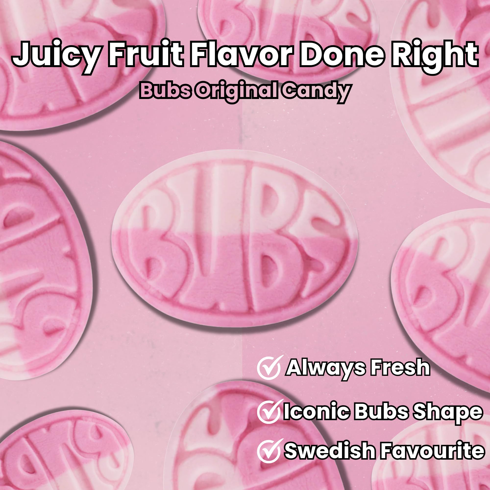 Bubs Wild Berry & Pomegranate Ovals - Sweet & Tangy Original Swedish Foam Candy, Vegan & Gelatin-Free, Imported from Sweden, 8 oz/0.5 lb Resealable