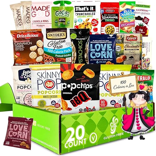 Gluten Free Palace 100 Calorie Snacks Variety Pack - Gluten Free Healthy Snacks for Father's Day - Low Calorie Vegan Protein Bars & Nuts - Guilt?Free