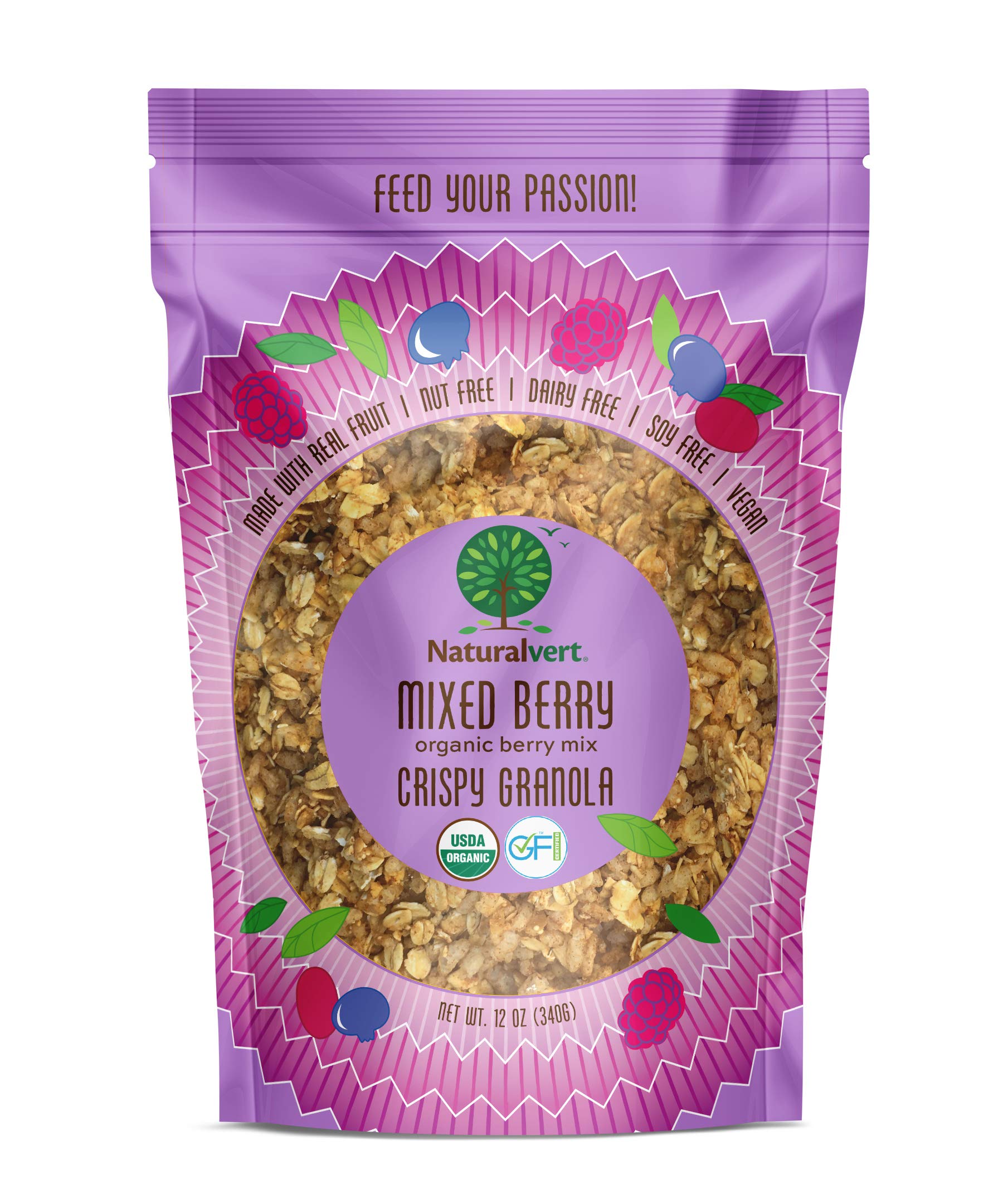 Naturalvert Organic, gluten-free, vegan granola 12oz (Variety Pack of 5)…
