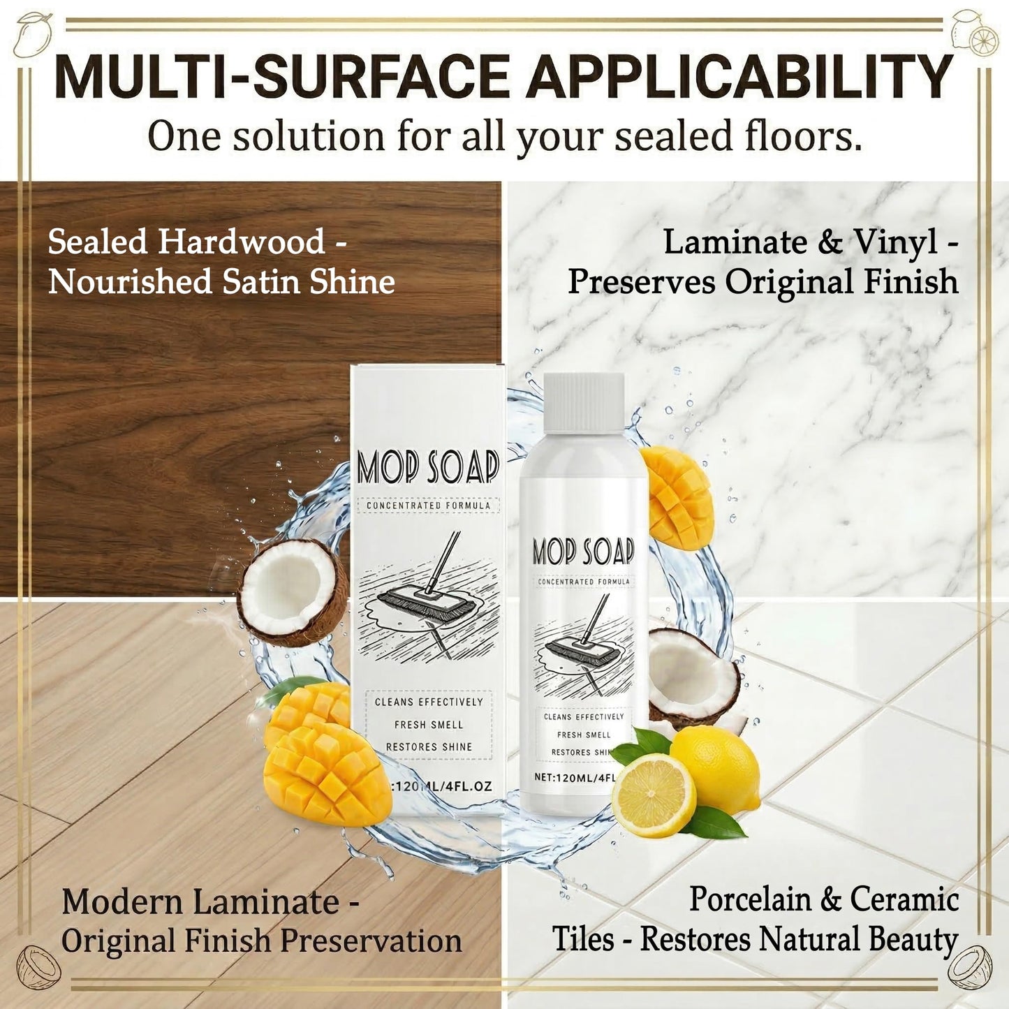 CrySPKaine Brazilian Waves Mop Soap for Floor Cleaning, Luxury Mop Soap Brazilian Waves Multi Purpose Cleaner, Residue-Free for Hardwood & Tile, Robot