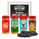 Branten's BBQ Rub Gift Box Combo: Four Bottles of Seasoning for Meat and Vegetables, Gluten Free, Total of 49.5 Ounces, with Silicone Mitt Included