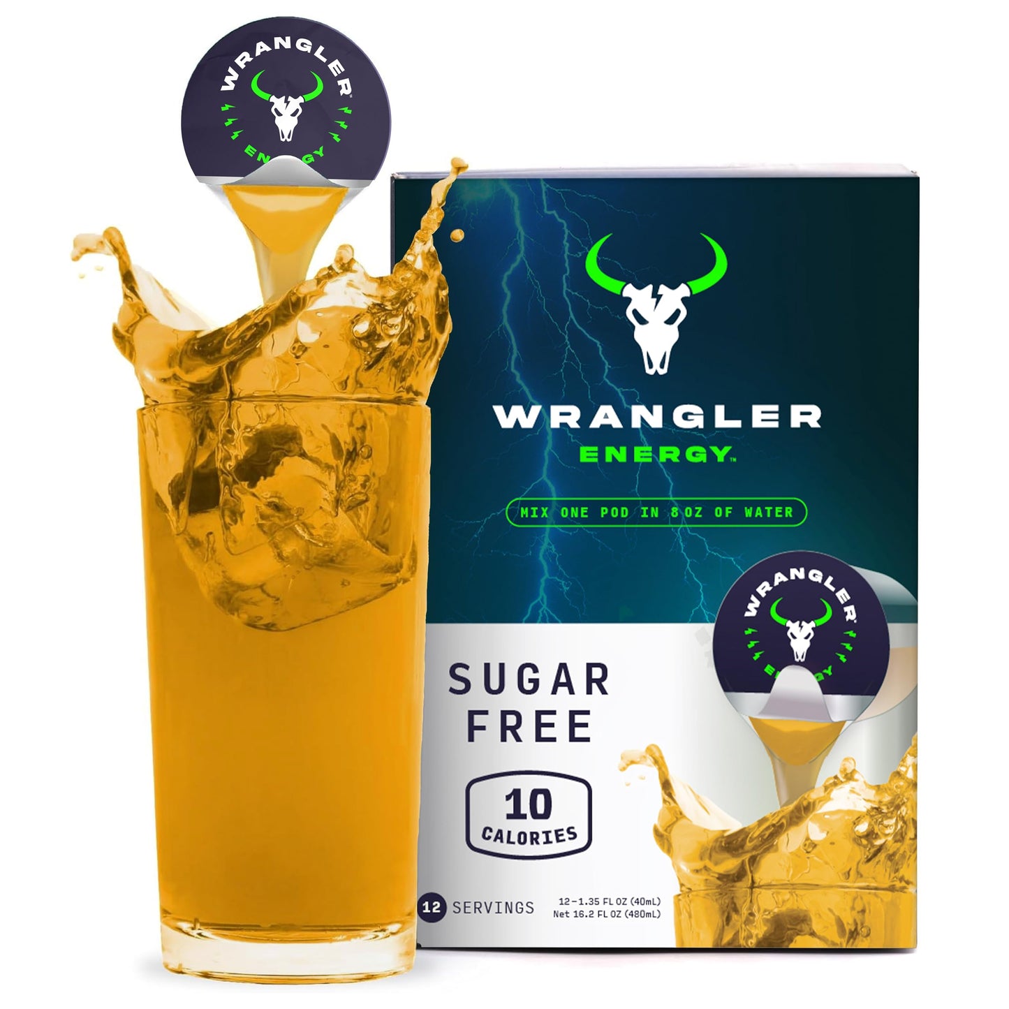 Wrangler Energy by Java House - Single Serve Liquid Energy Drink Concentrate Pods - Peel and Pour - Sugar Free, Tangy Energy - Pack of 12