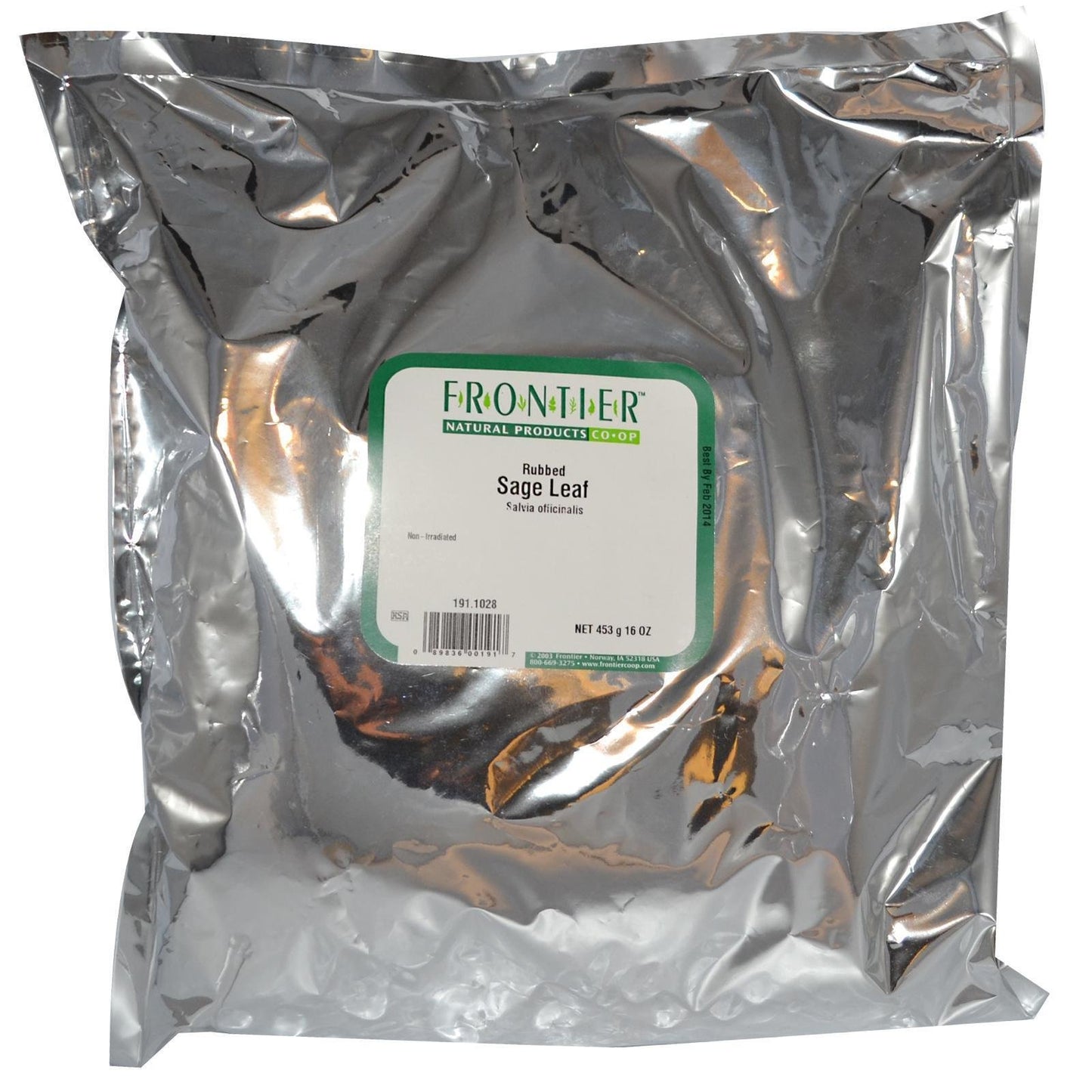 Frontier Co-op Rubbed Sage Leaf, 1-Pound, Sweet, Earthy Flavor With Hints of Mint, Pairs with Garlic & Rosemary, Kosher