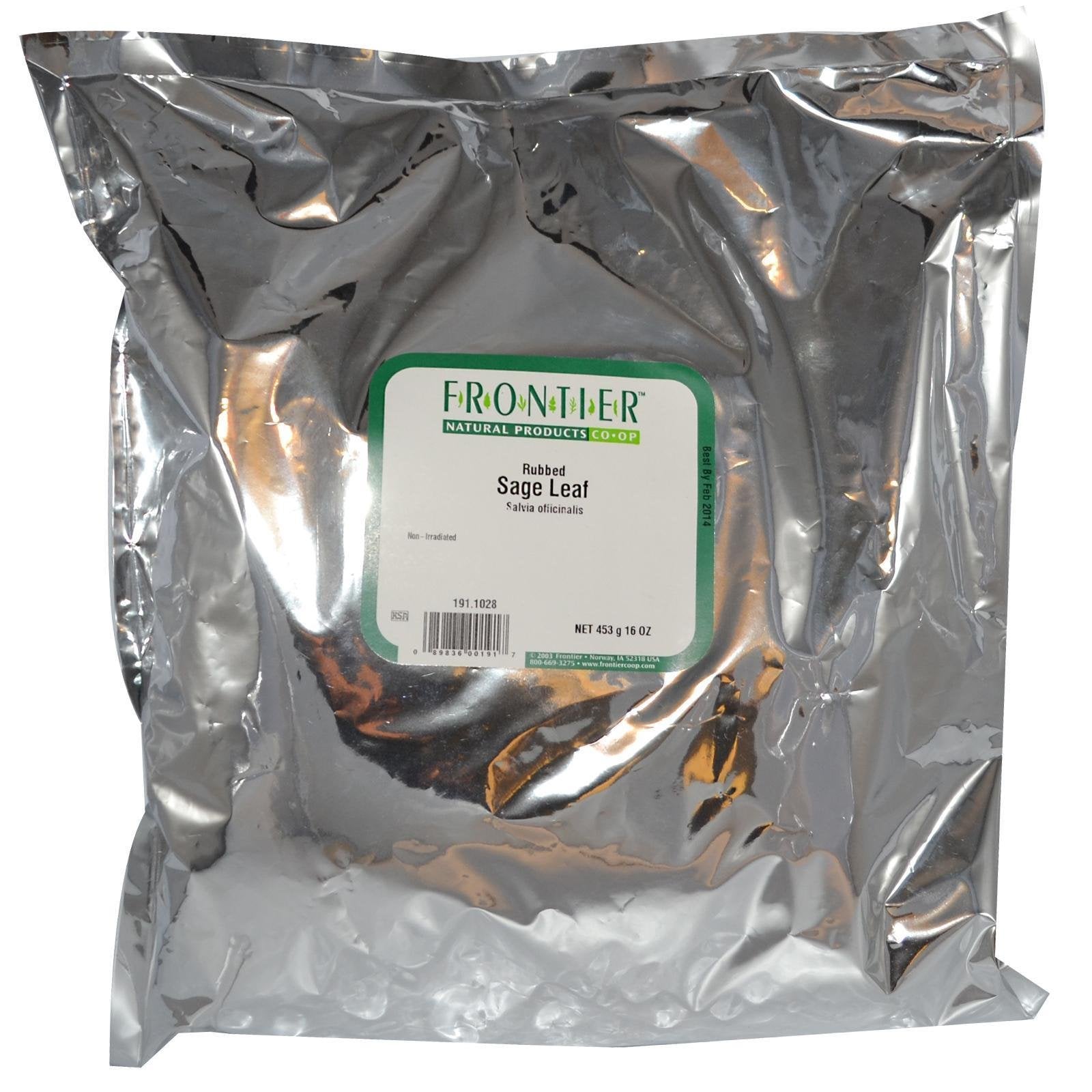 Frontier Co-op Rubbed Sage Leaf, 1-Pound, Sweet, Earthy Flavor With Hints of Mint, Pairs with Garlic & Rosemary, Kosher