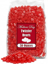 Mother's Day Candy Heart Twizzles, 30 oz. Bulk, Red Heart Cherry Flavored Jellies, Heart-Shaped Chewy Licorice Candy Bag, Gummy Candy Bulk, Mother's