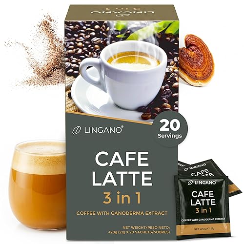Lingano Ganoderma Cafe Latte 3 in 1 Instant Reishi Mushroom Coffee - 20 Sachets