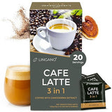 Lingano Ganoderma Cafe Latte 3 in 1 Instant Reishi Mushroom Coffee - 20 Sachets