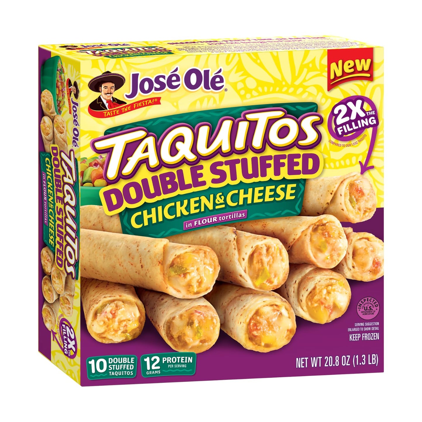 Jose Ole Chicken & Cheese Double Stuffed Taquitos, 20.08 Ounce, Frozen