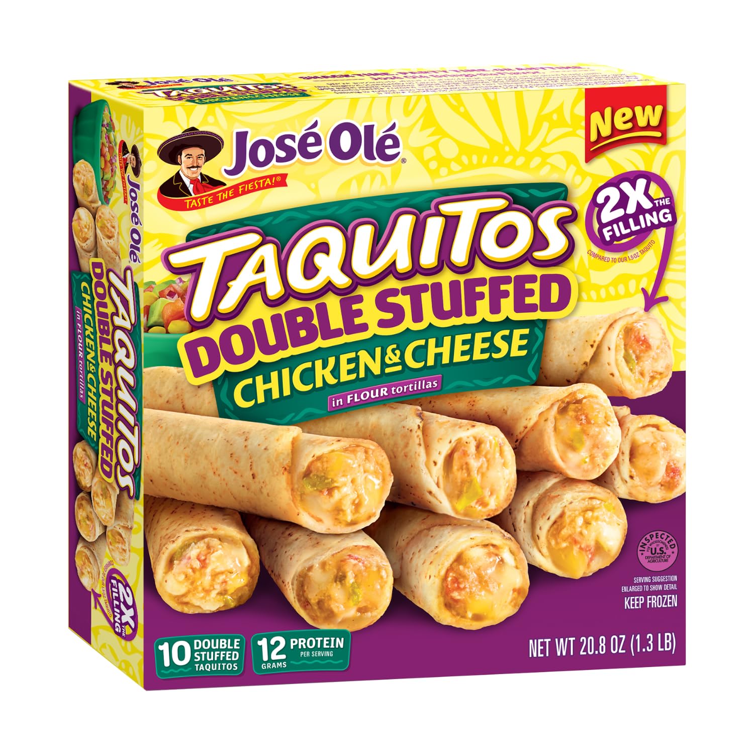 Jose Ole Chicken & Cheese Double Stuffed Taquitos, 20.08 Ounce, Frozen