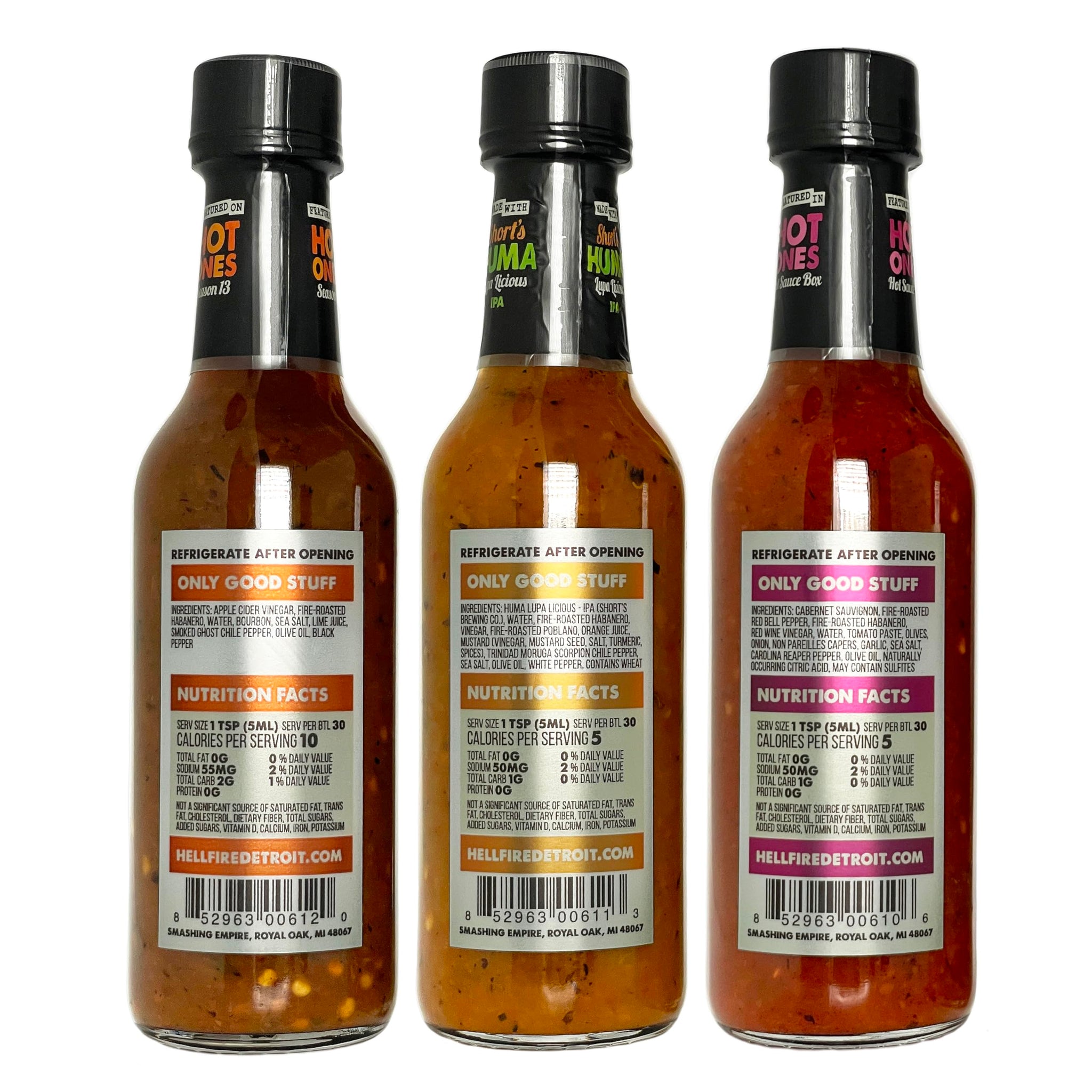 Hell Fire Detroit Hot Box #2 Gift Box (Extra Hot), Crafted with Fresh, Fire-Roasted Habanero, Ghost, Scorpion, and Reaper Chile Peppers, All-Natural