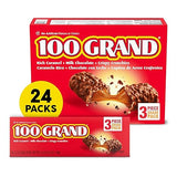 100 Grand Crispy Milk Chocolate with Caramel, Share Size Individually Wrapped Candy Bars, 2.2 oz each, Bulk 24 Count Box