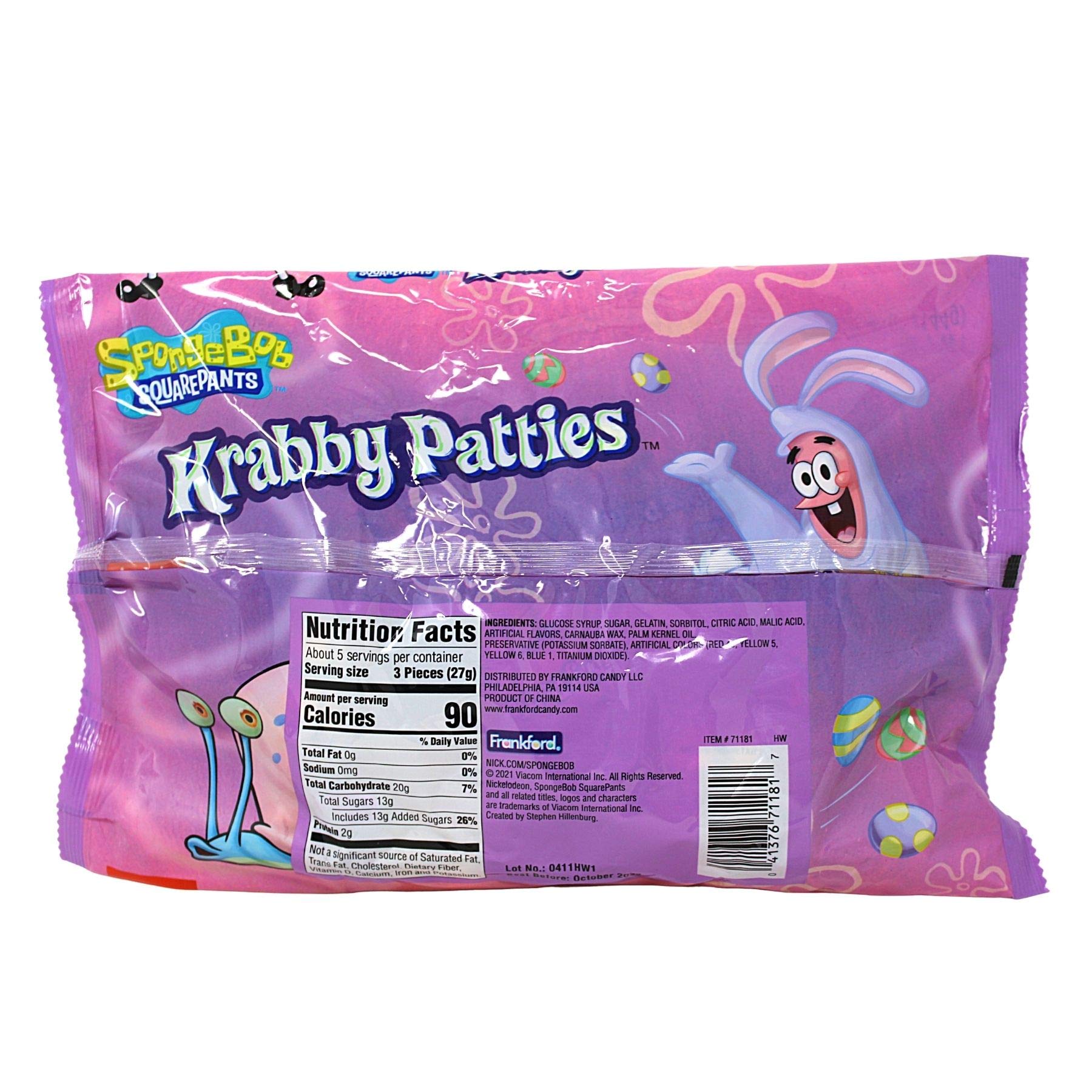 Sponge Bob Square Pants (1 bag) Easter Gummy Krabby Patties Candy - Perfect for Egg Hunts and Baskets - 5.08 oz / 144 g