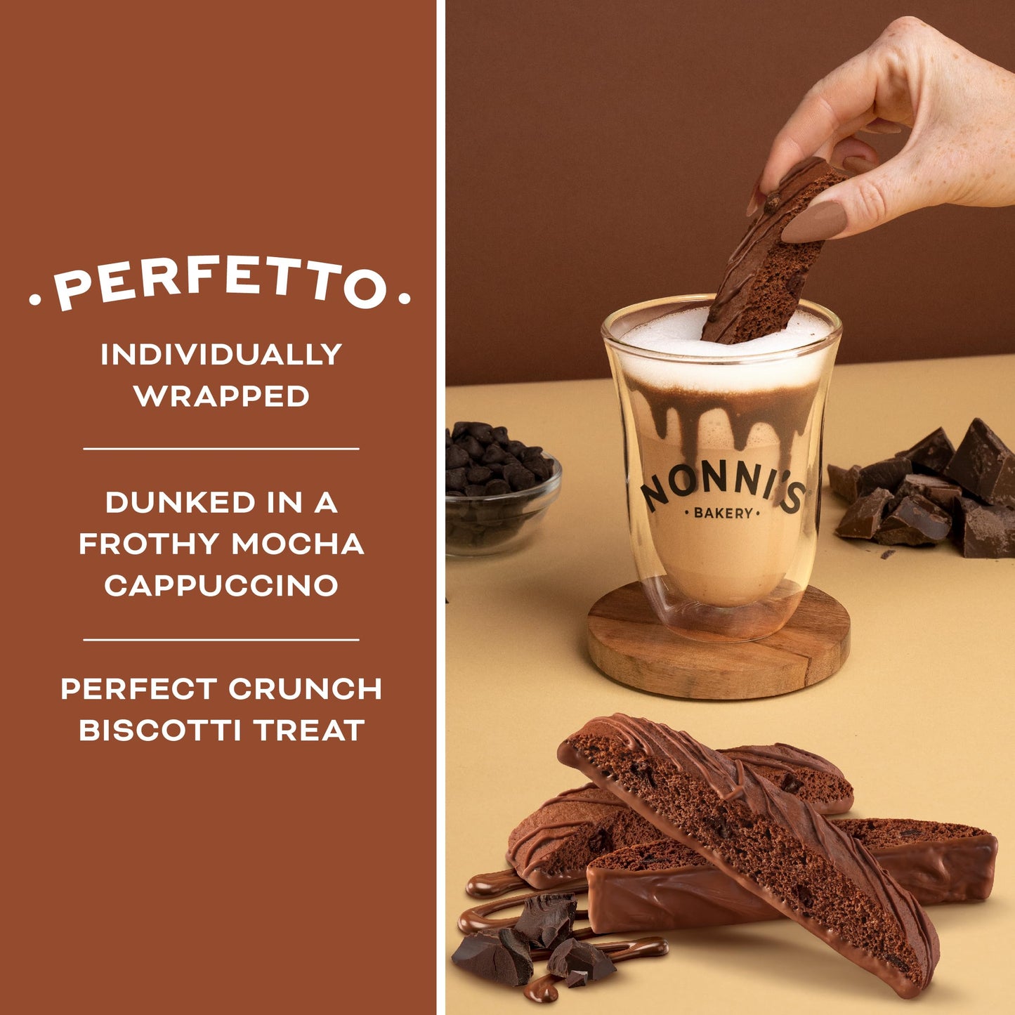 Nonni's Triple Chocolate Biscotti Italian Cookies - 3 Boxes Triple Chocolate Italian Biscotti Cookies w/Dark Chocolate - Biscotti Individually Wrapped