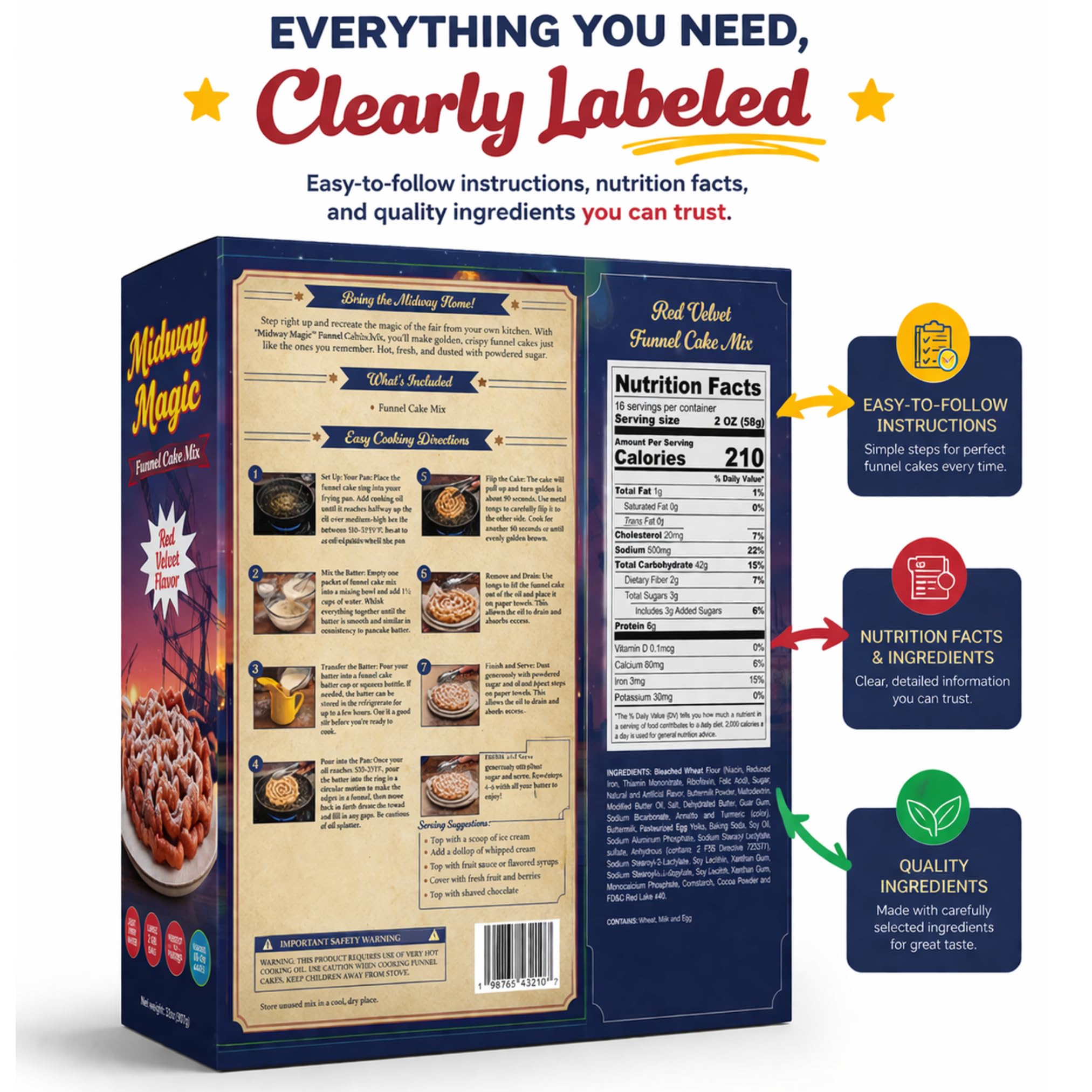 Carnival Food Funnel Cake Mix- Includes 2lb Funnel Cake Mix - Makes Up to 24 Funnel Cakes - Funnel Cake Maker - Mix For Funnel Cake for Easy Frying and Perfect Results