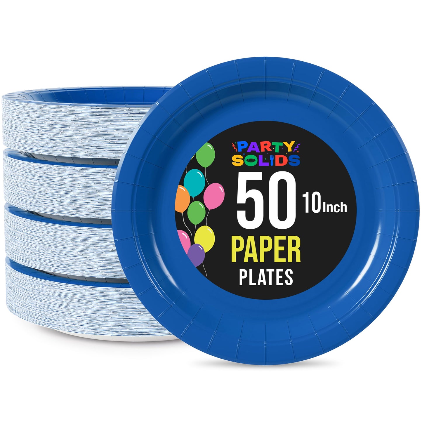 Exquisite Dark Blue Paper Plates Disposable Heavy Duty 10 Inch Blue Disposable Plates For Party 50 Pcs Heavy Duty Paper Plate 350 GSM, Birthday Party