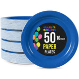 Exquisite Dark Blue Paper Plates Disposable Heavy Duty 10 Inch Blue Disposable Plates For Party 50 Pcs Heavy Duty Paper Plate 350 GSM, Birthday Party