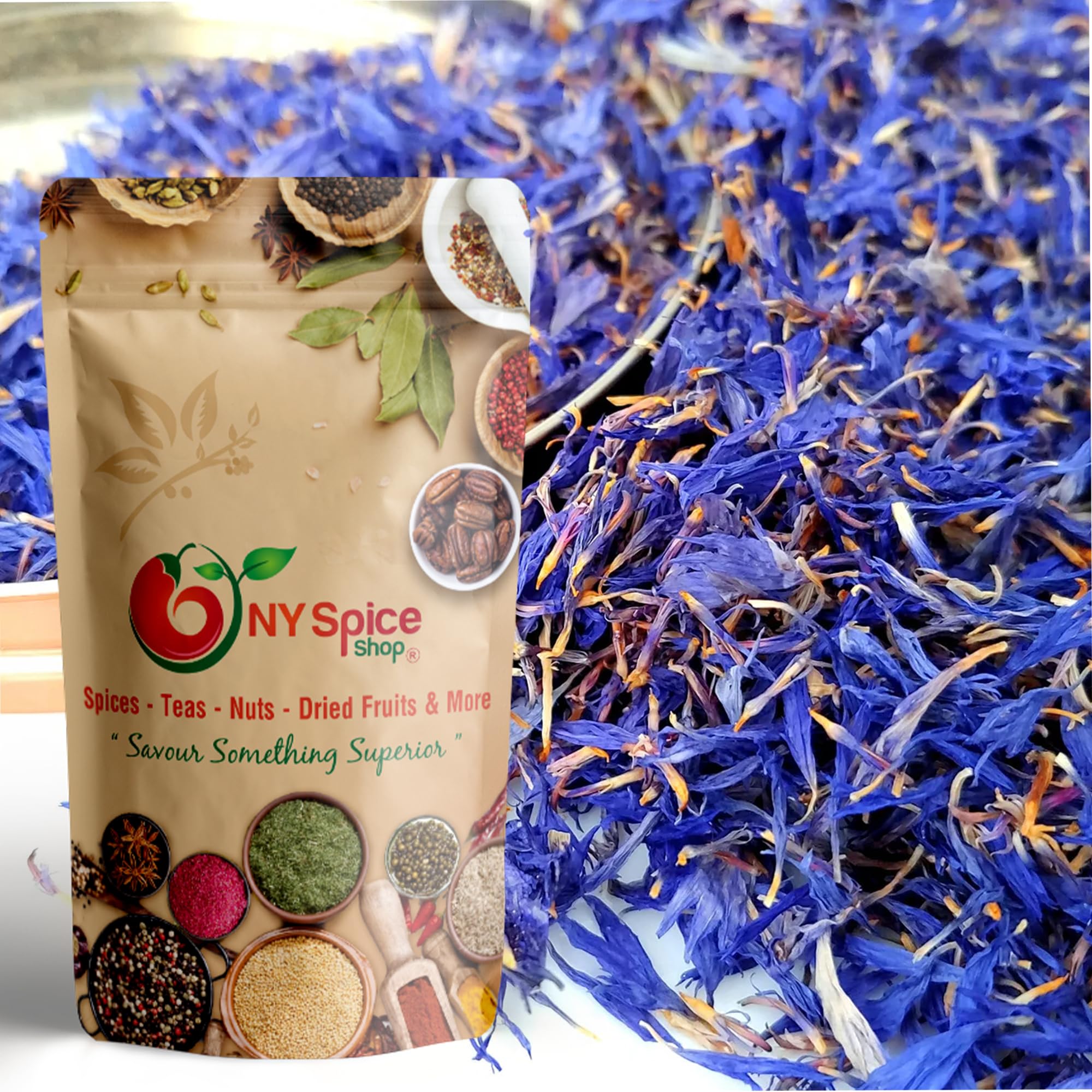 NY SPICE SHOP Dried Cornflower Petals - Corn Flower Blue Petal Edible Flowers - Centaurea Cyanus Dry Flower - Cornflowers Edible Flowers For Cocktails